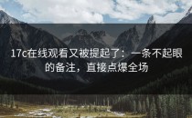 17c在线观看又被提起了：一条不起眼的备注，直接点爆全场
