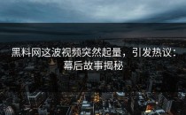 黑料网这波视频突然起量，引发热议：幕后故事揭秘