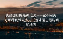 我最想聊的是91吃瓜——它不完美，可那种真诚太少见（这才是它最聪明的地方）