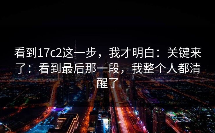 看到17c2这一步，我才明白：关键来了：看到最后那一段，我整个人都清醒了  第1张