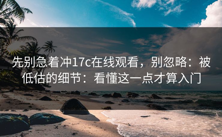先别急着冲17c在线观看，别忽略：被低估的细节：看懂这一点才算入门  第1张