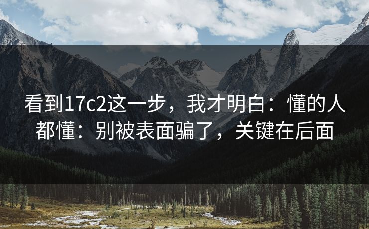 看到17c2这一步，我才明白：懂的人都懂：别被表面骗了，关键在后面  第1张